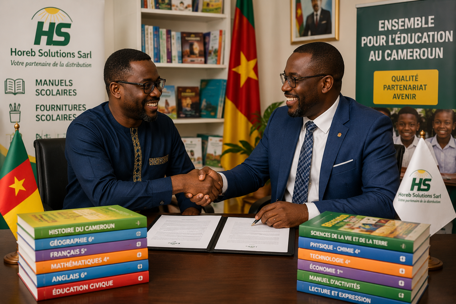 Partenariat Horeb Solutions — distribution scolaire Cameroun